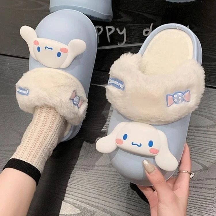 冬季可爱卡通防水可拆卸厚底防滑保暖女款棉拖鞋情侣居家学生毛绒