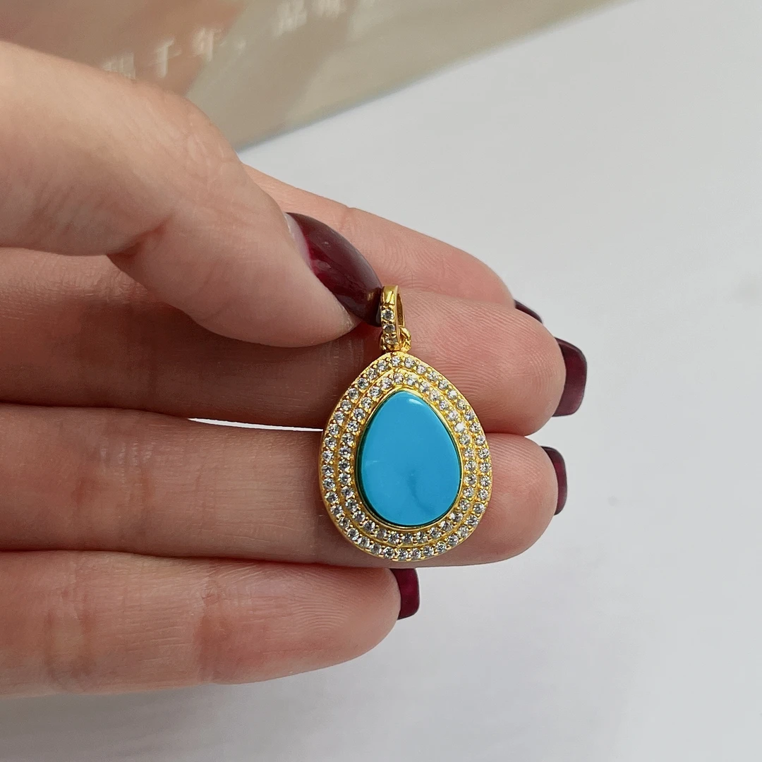 S925银绿松石吊坠精美时尚气质百搭