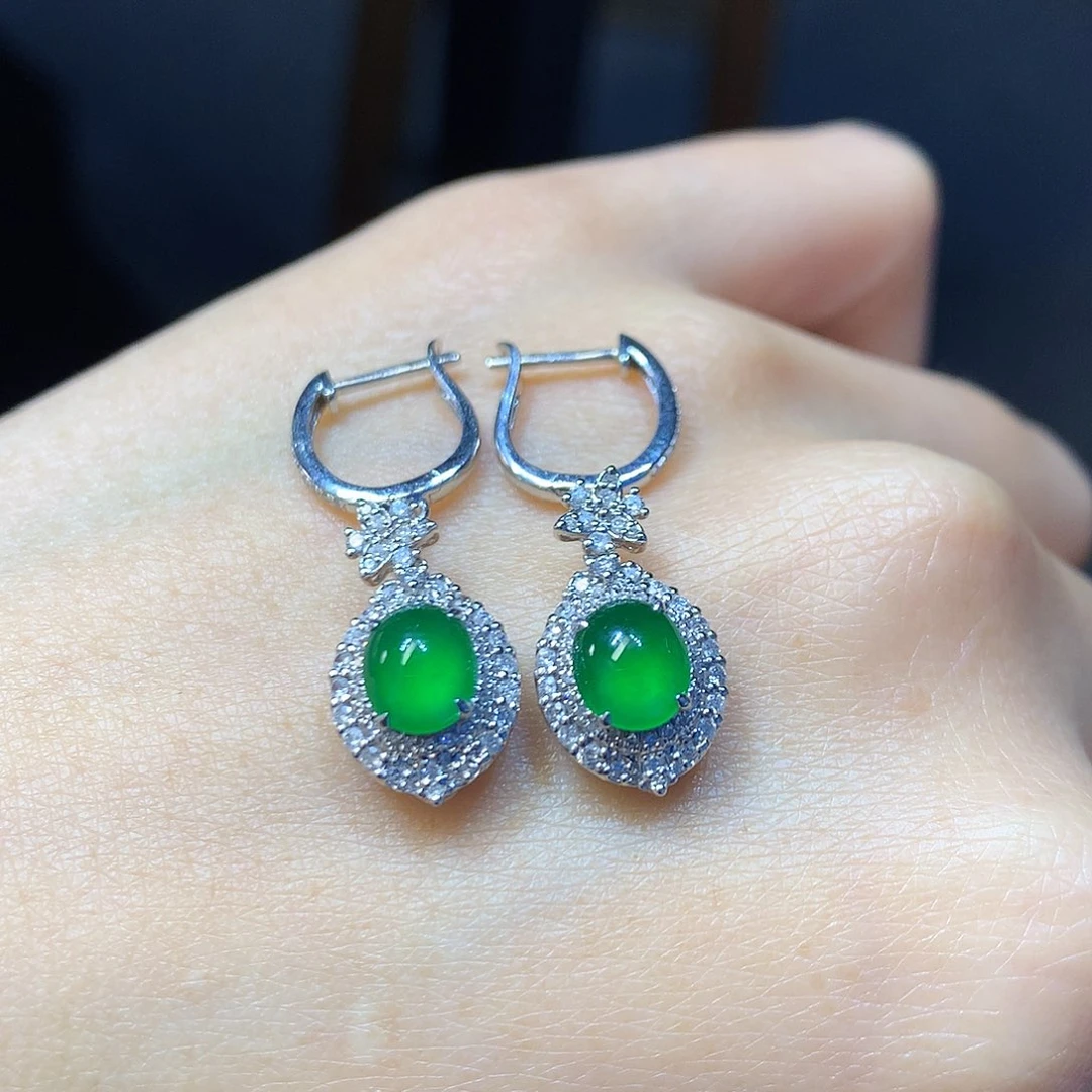 翡翠耳饰18K金镶嵌耳饰