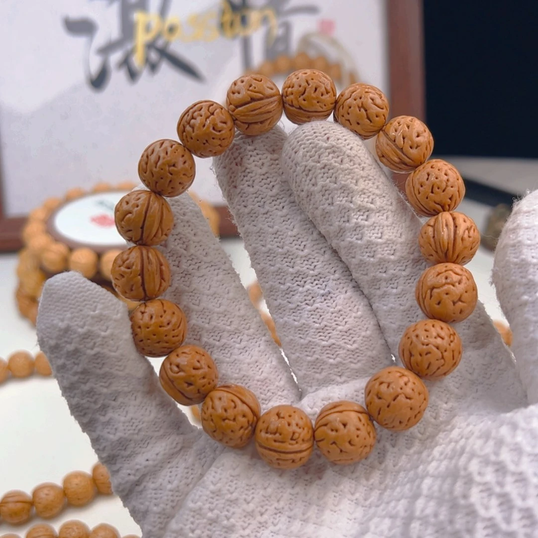 大***m桃核手串1.4「红皮一根筋」野生桃核手串