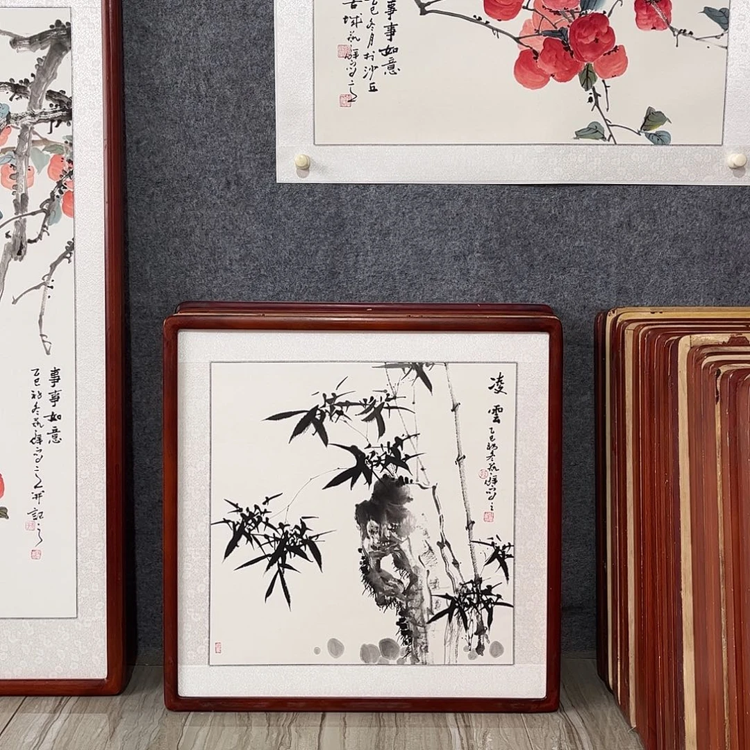 国画书画作品带框63×63