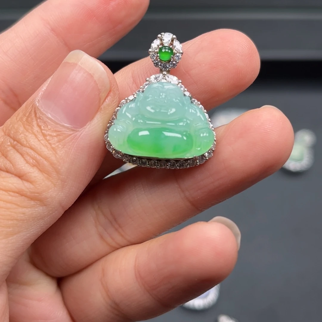 翡翠银S925镶嵌吊坠(不含链)