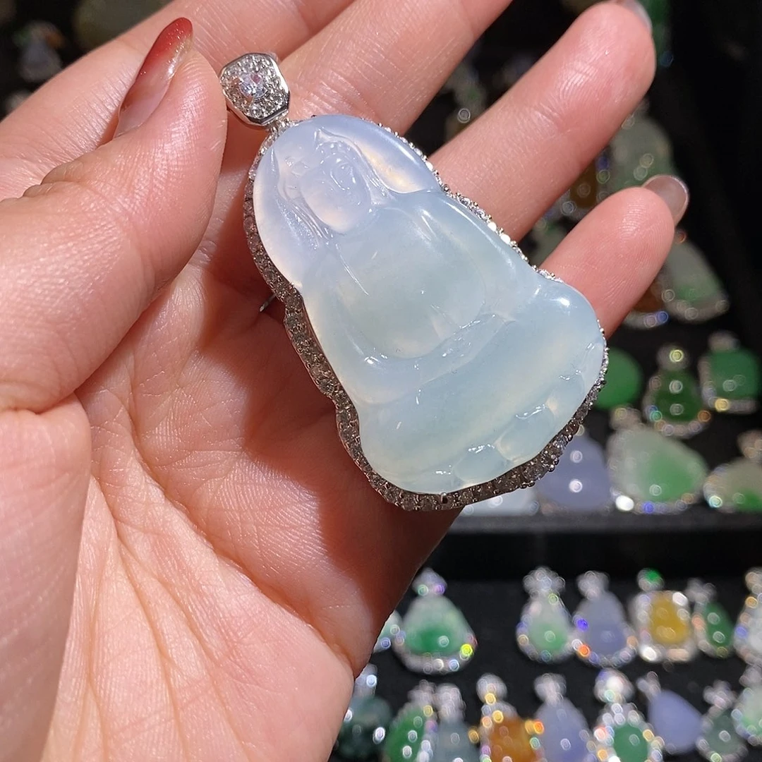 颈饰银S925镶嵌翡翠天然翡翠