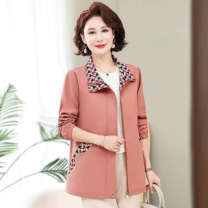 6277-春秋新中老年妈妈装短款洋气显年轻气质夹克衫风衣外套【新】