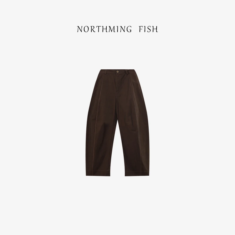 NORTHMING FISH「咖时」高密匹马棉 休闲随性弯刀裤