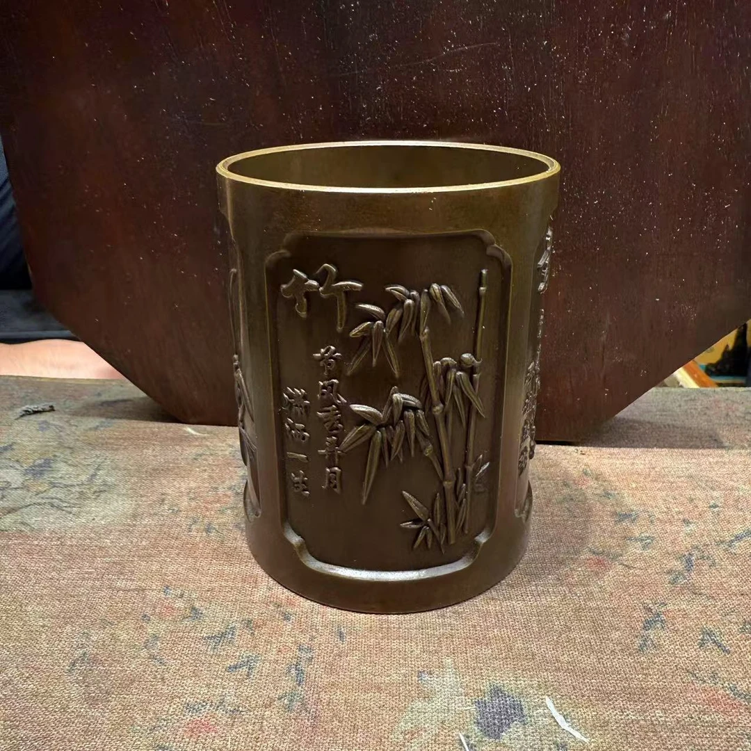 【闪购链接】铜梅兰竹菊笔筒摆件