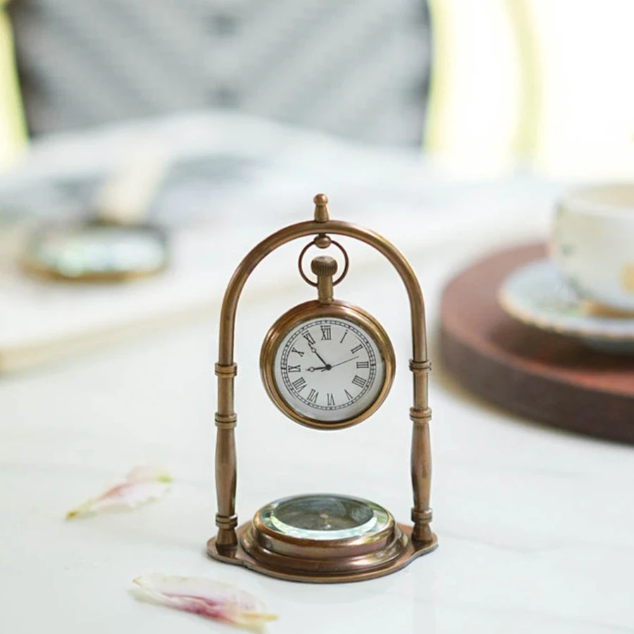 【奇居】印度黄铜书房指南针悬挂式座钟摆件#4812599