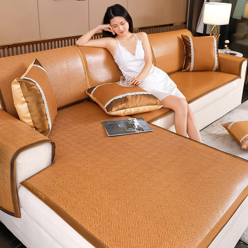 藤席沙发垫夏季凉席垫高级感客厅耐脏冰丝防滑沙发套罩卍能通用
