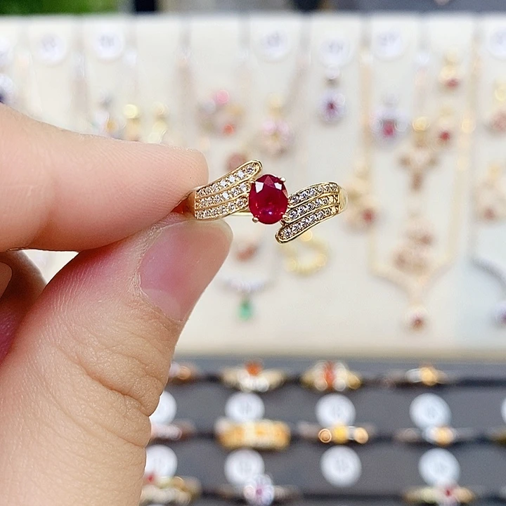 银S925镶嵌戒指红宝石