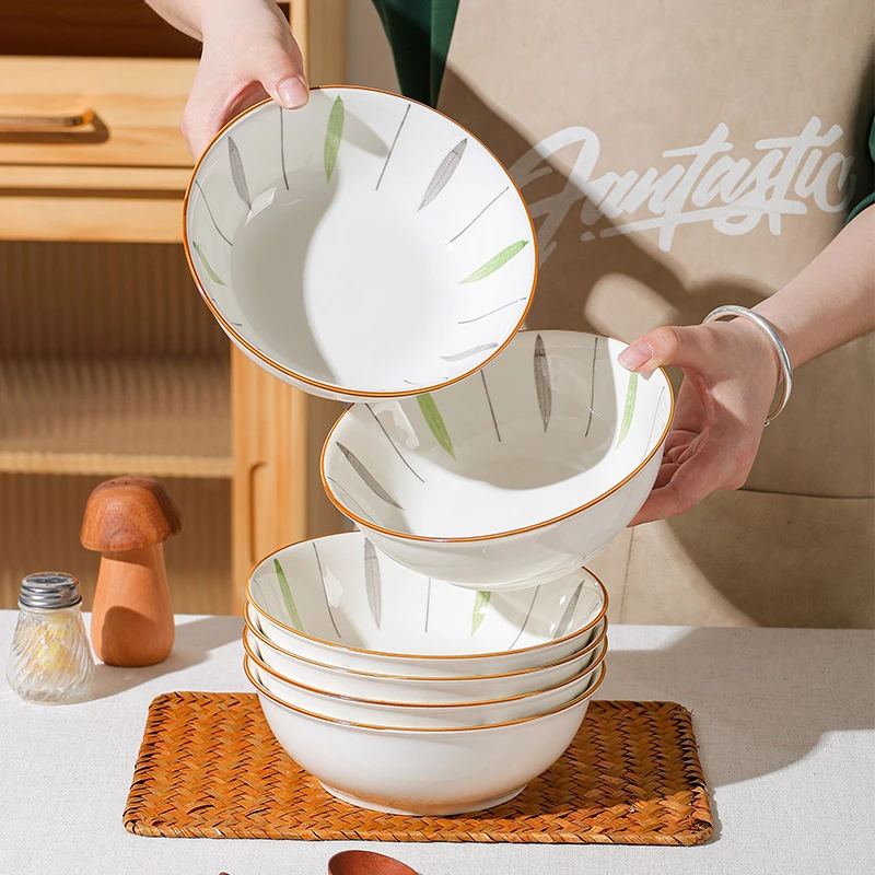 面碗汤碗家用陶瓷高颜值7英寸大号吃面碗釉下彩瓷碗饭碗新款餐具