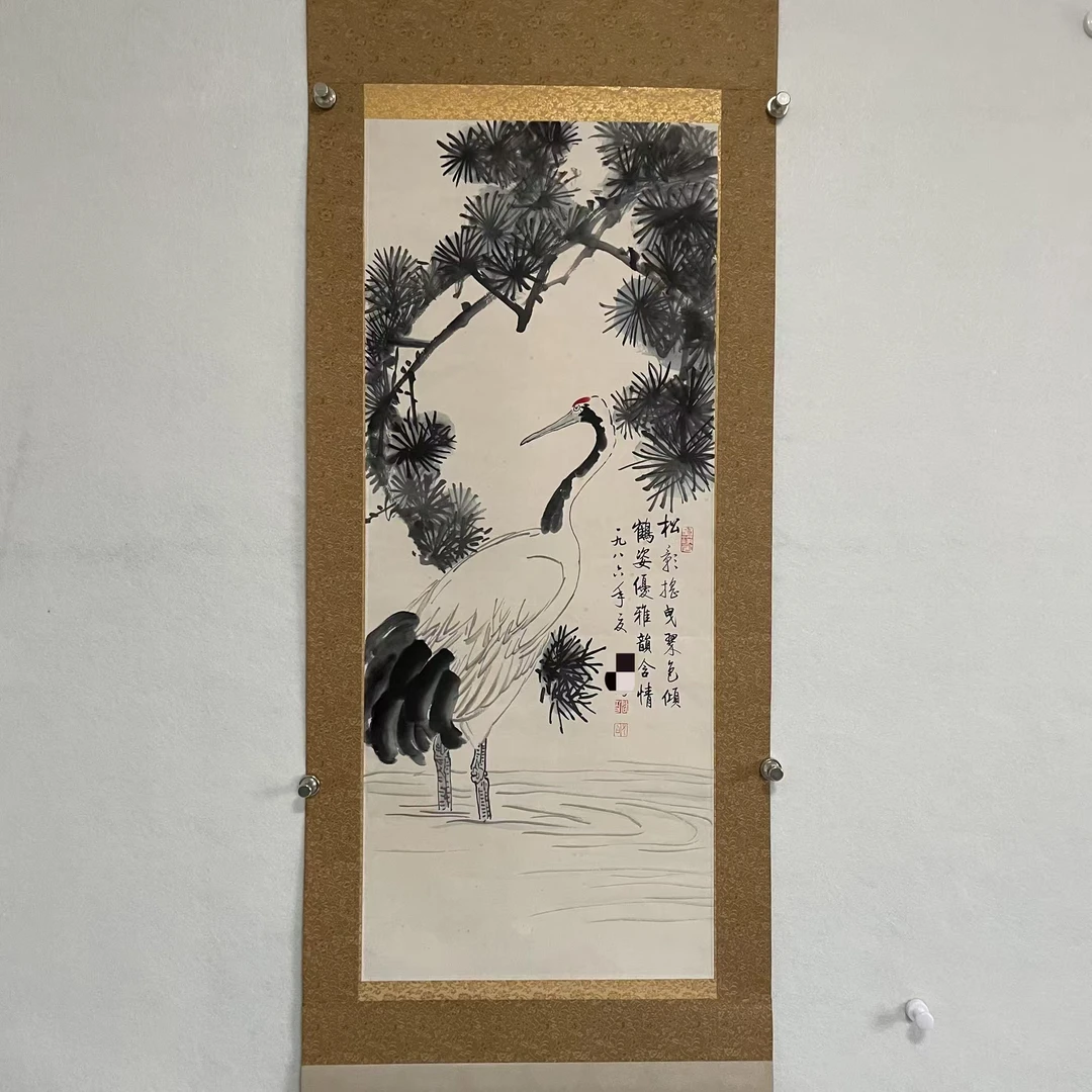 528松鹤 纸本设色立轴 98×39cm