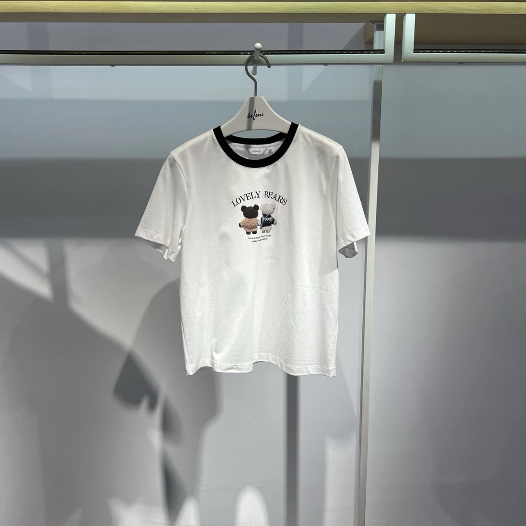 伊家2025新款宽松型T恤短袖通勤圆领百搭春夏女士1G4601003Z