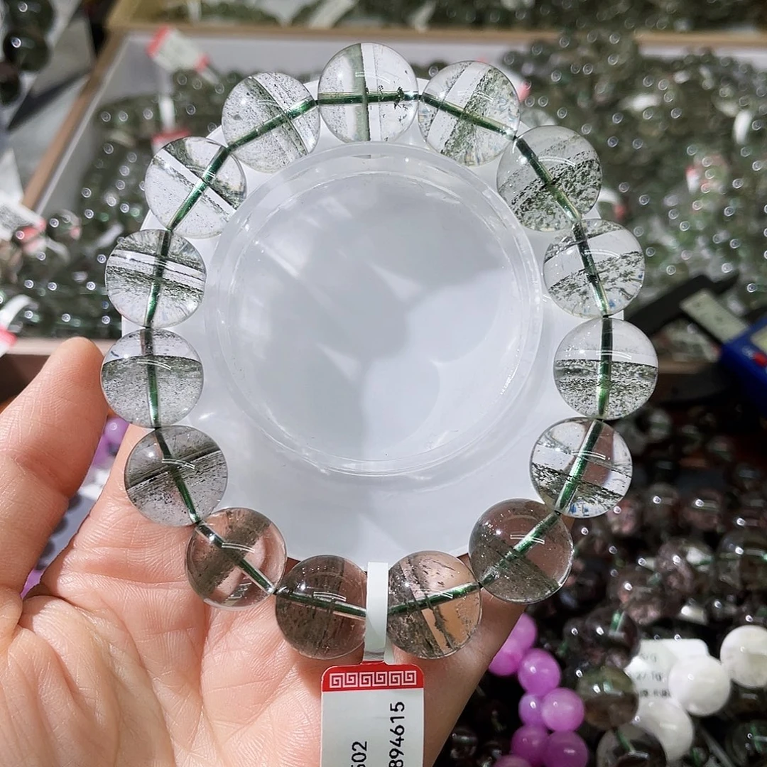 用***6手链未镶嵌水晶绿幽灵15m