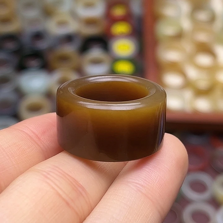 和田玉未镶嵌戒指17.5落日余晖