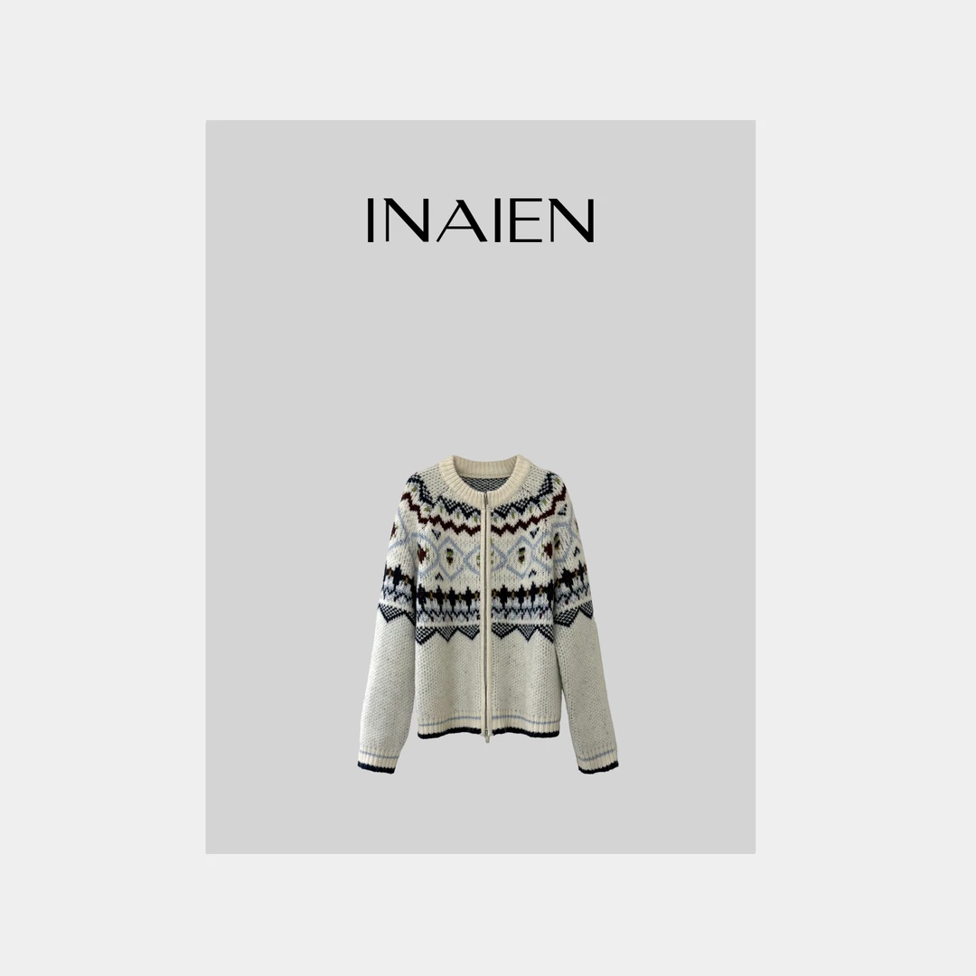 【INAIEN】线上款  费尔岛毛衣外套   Y3771