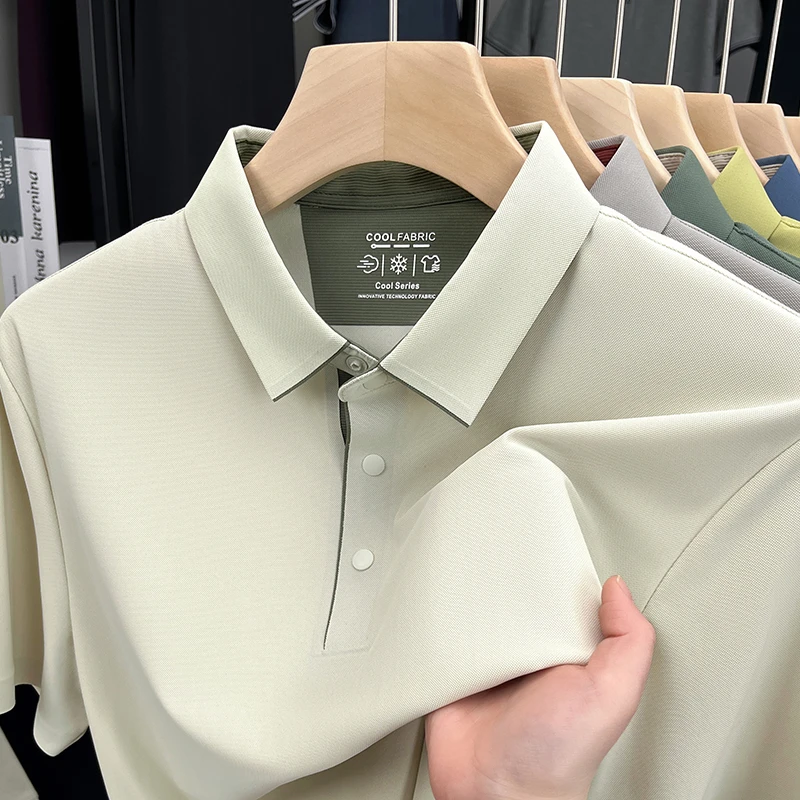 金盾短袖冰丝T恤男夏季Polo衫 翻领时百搭尚男半袖男士商务ins风