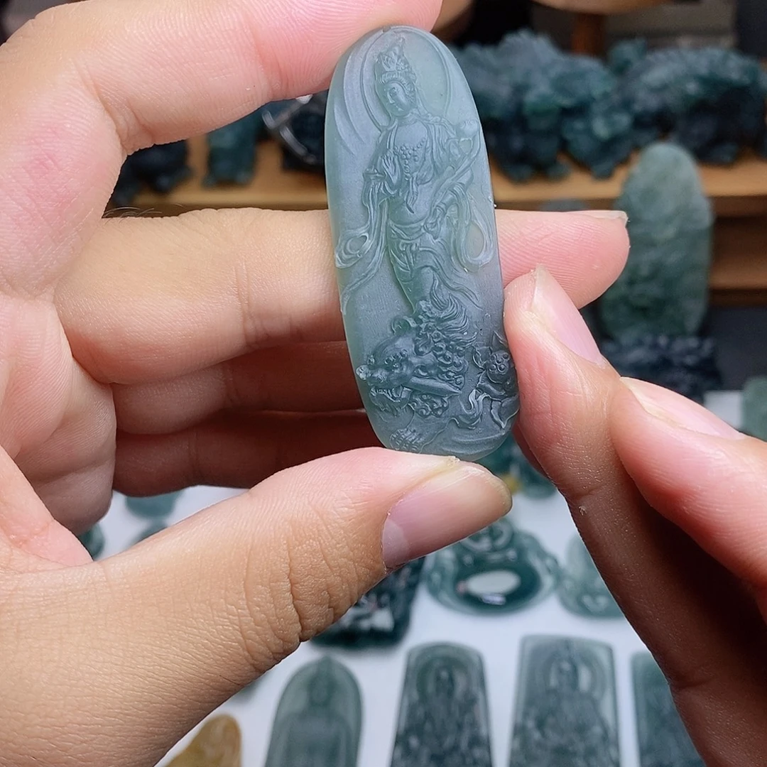 定制翡翠未镶嵌文殊