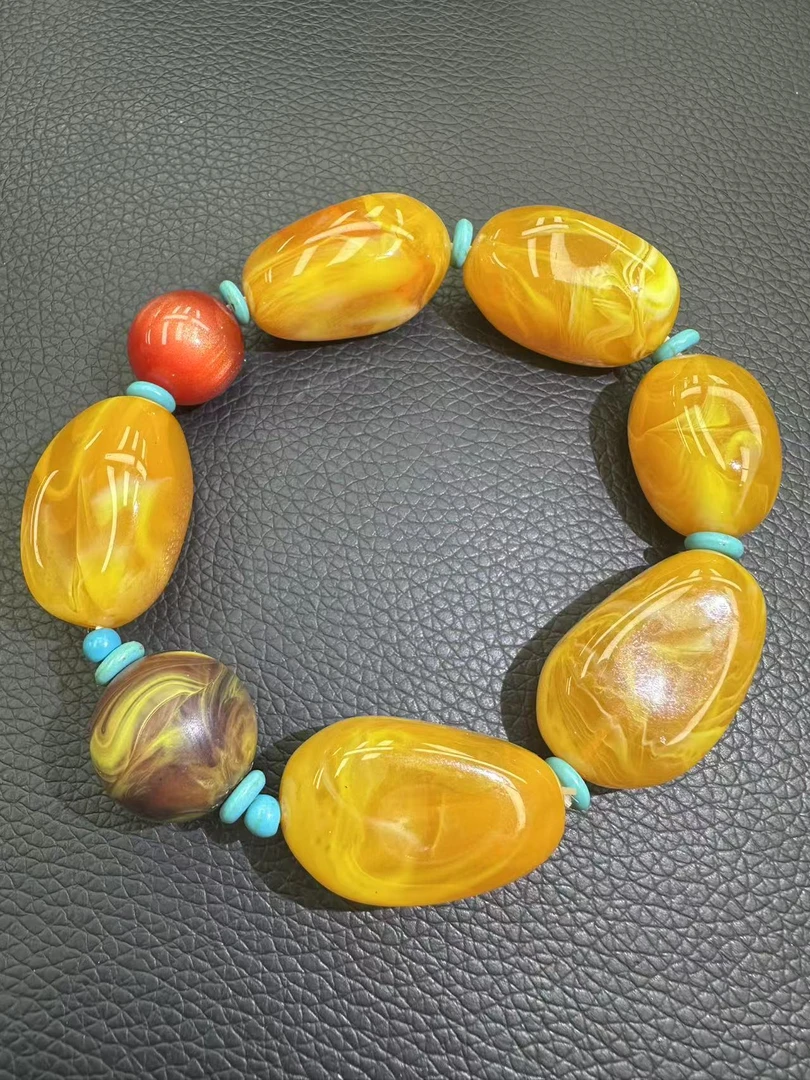 蜜蜡 A200  黄色手串 男女同款 时尚百搭