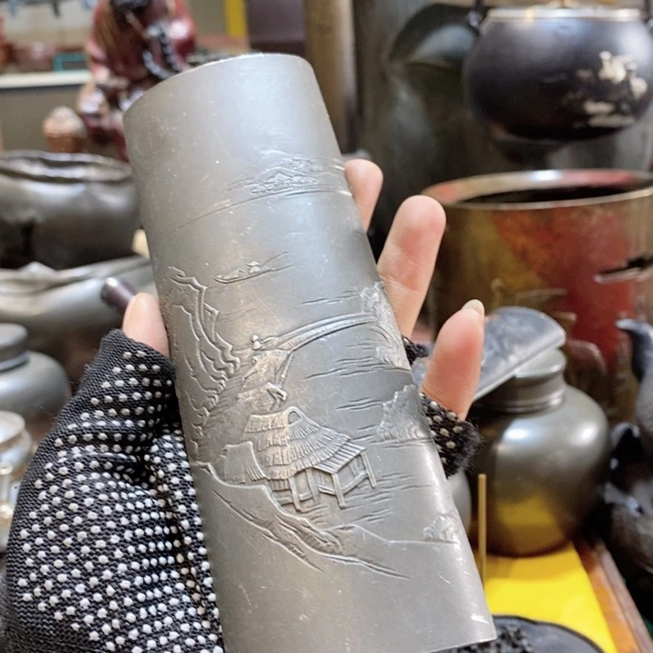 蜜安罐瓷香炉锡茶则