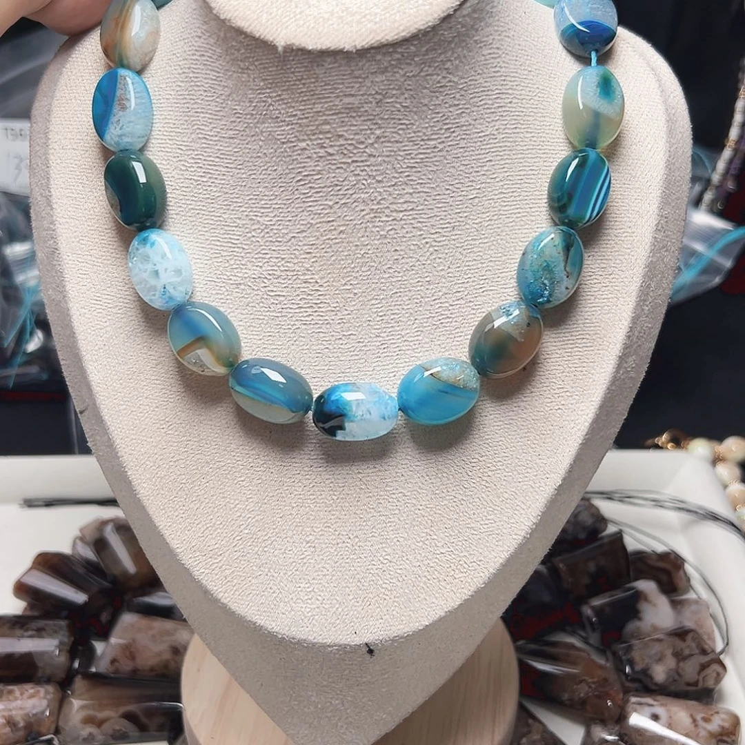 玛瑙/玉髓未镶嵌珠宝半成品t573 15m 海蓝椭圆