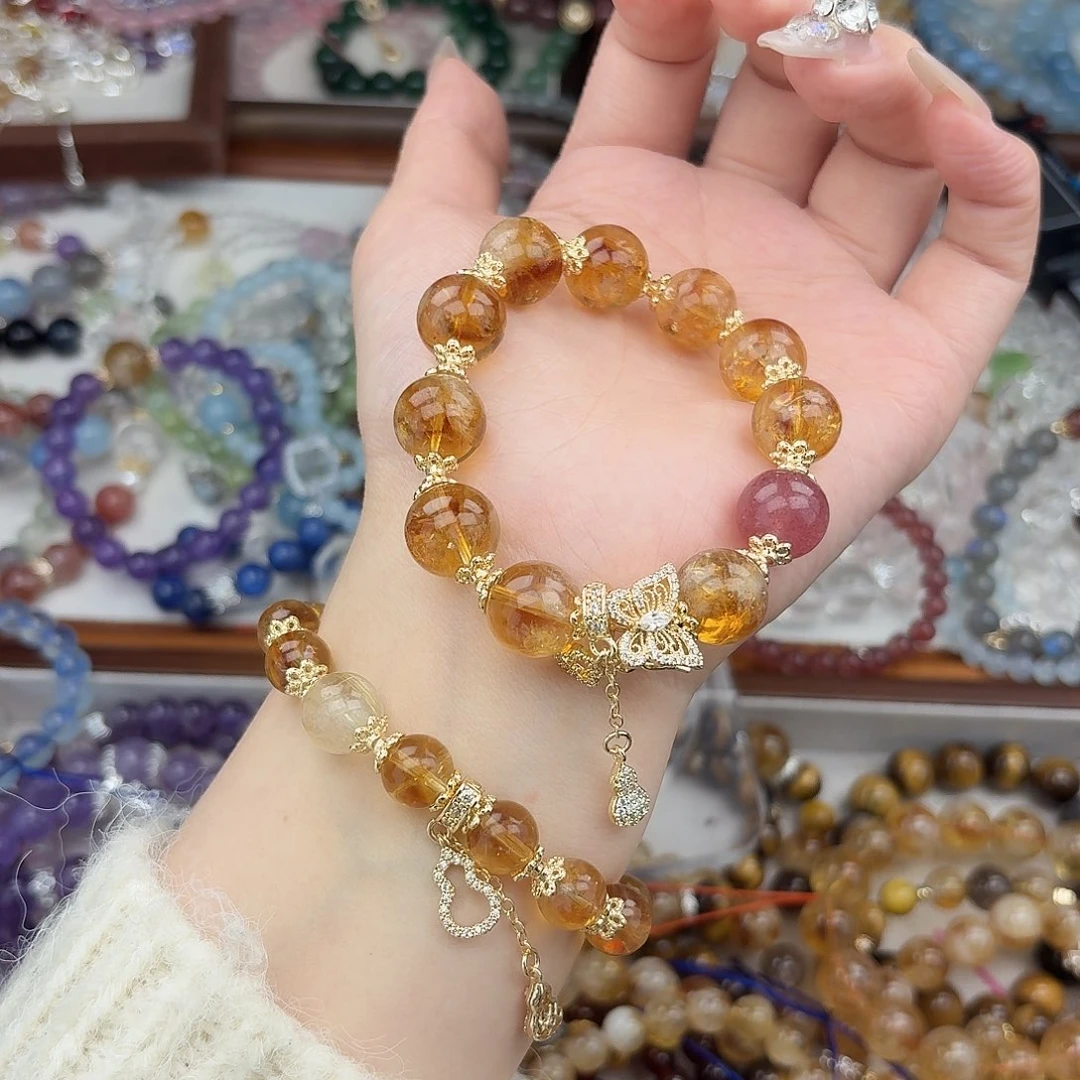 烟晶手链银S925镶嵌好