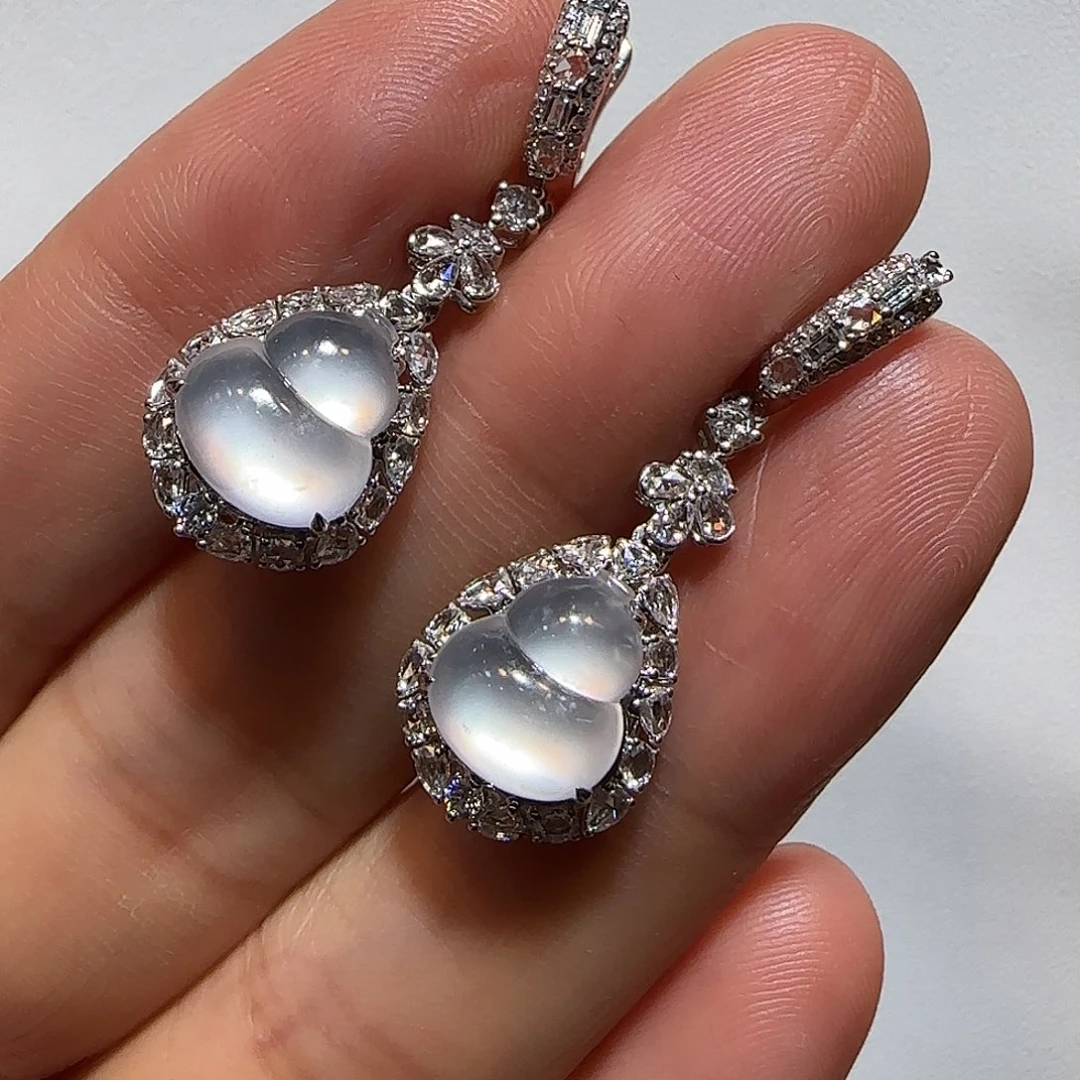 翡翠18K金镶嵌耳饰葫芦