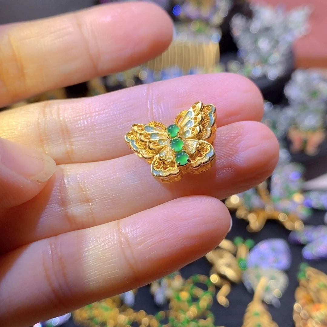 吊坠(不含链)银S925镶嵌翡翠