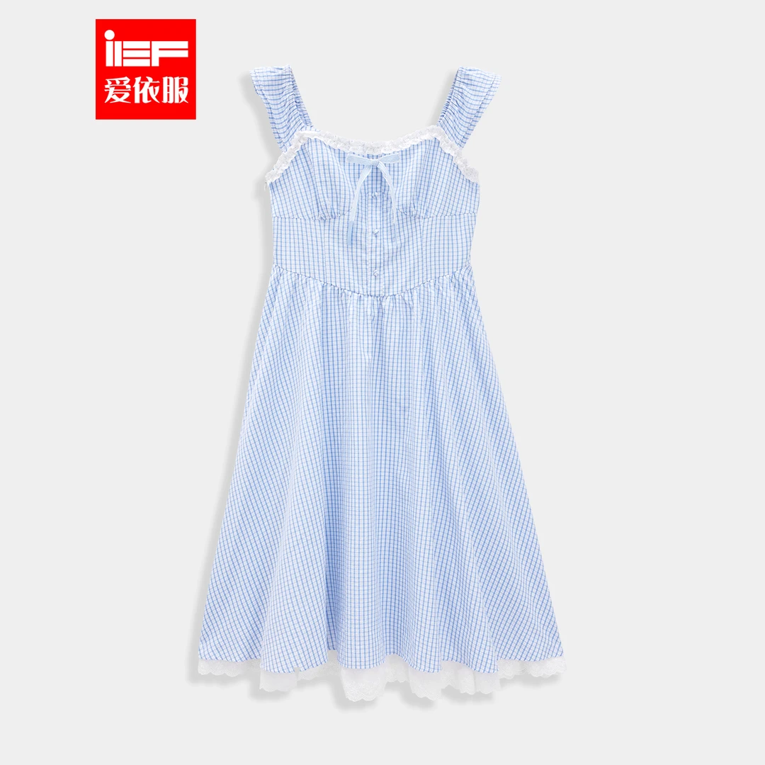 IEF/爱依服连衣裙2025夏季新款法式甜美减龄少女风度假背心中裙