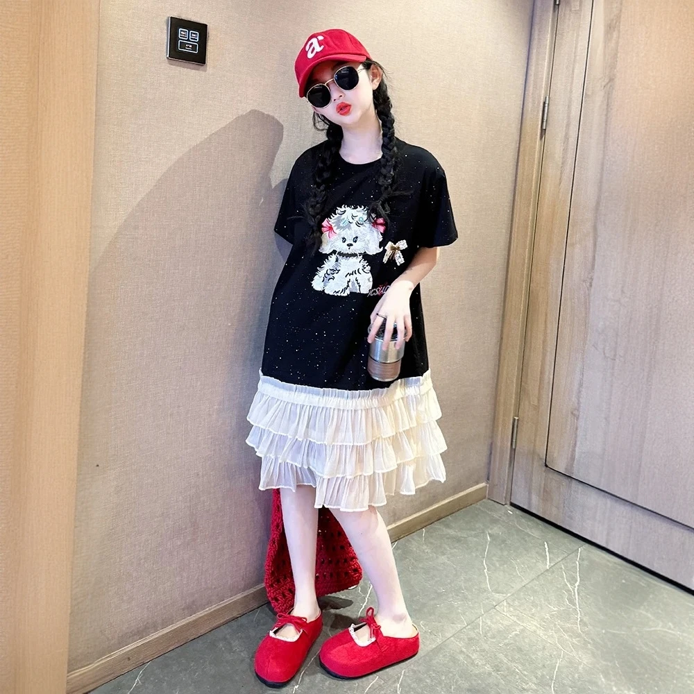 女童2025炸街裙子夏新款女孩大童夏季韩系穿搭儿童夏装短袖连衣裙