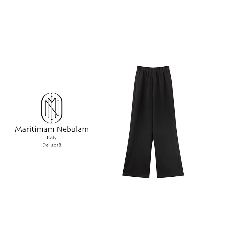 MN"有氧裤"夏季松紧腰纯色通勤直筒裤 XZ356