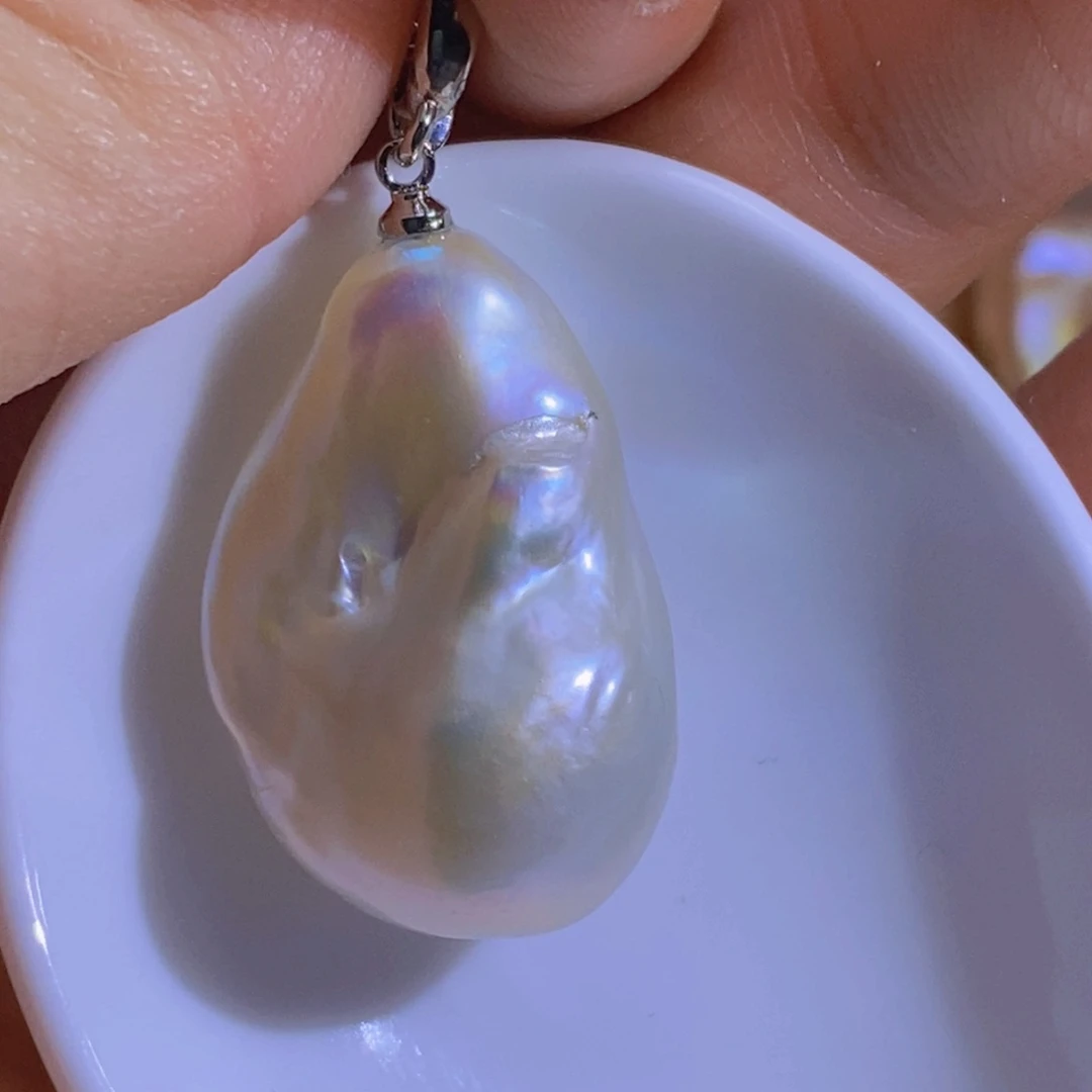 银S925镶嵌淡水珍珠微瑕