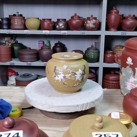 茶叶罐紫砂处理不退不换一斤装左右全手工花鸟款