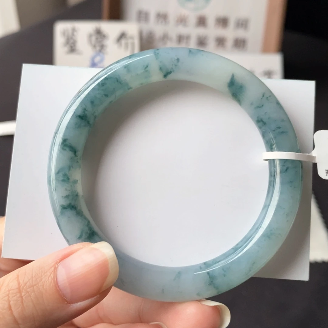 翡翠未镶嵌手镯蓝花55