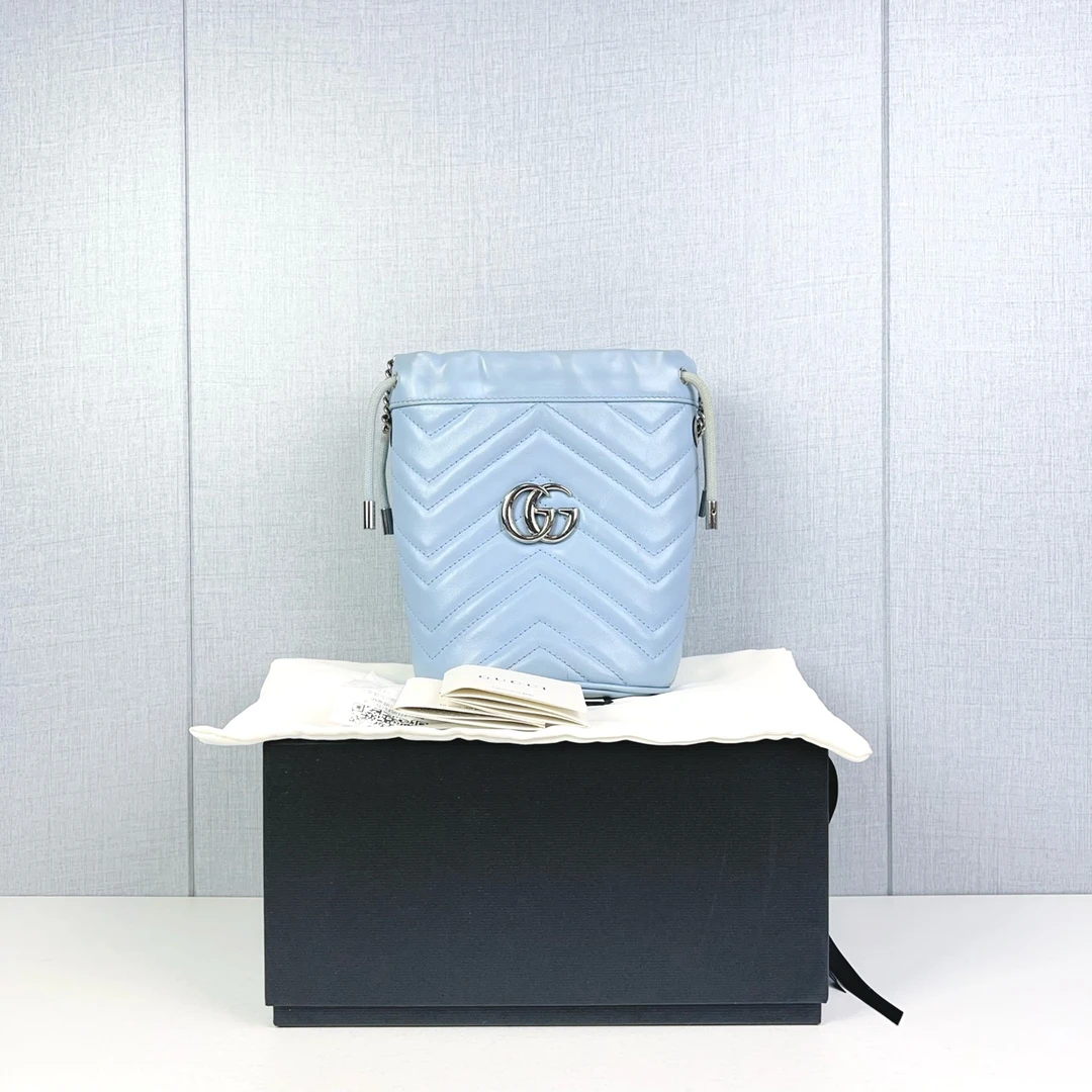 99新 GUCCI/古驰 古驰/Gucci marmont 牛皮抽绳水桶