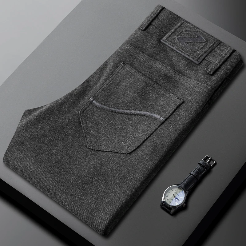 高级感磨毛休闲裤男士2025新款秋冬季灰色百搭保暖免烫弹力直筒裤
