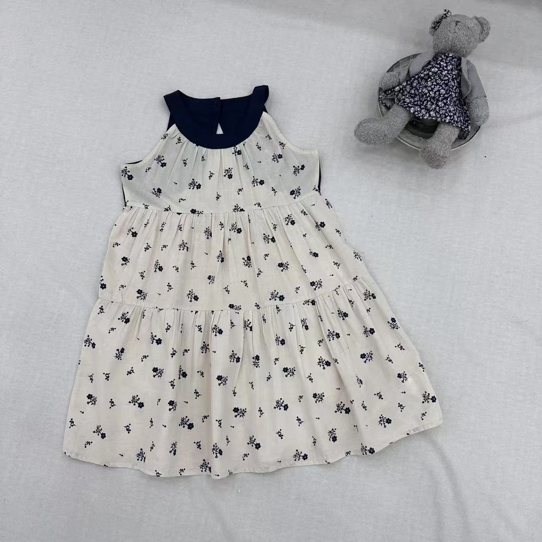 b.bota2025夏款儿童碎花无袖长款连衣裙26618