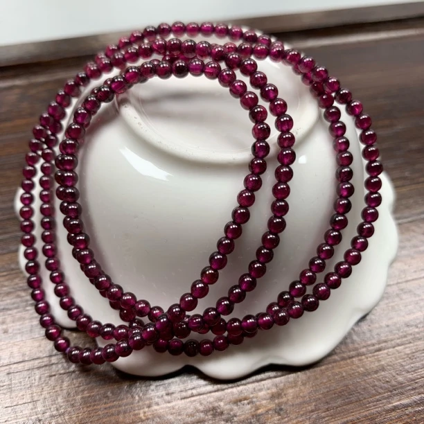 新人福利款天然天然高冰透石榴石四圈手链（微瑕）