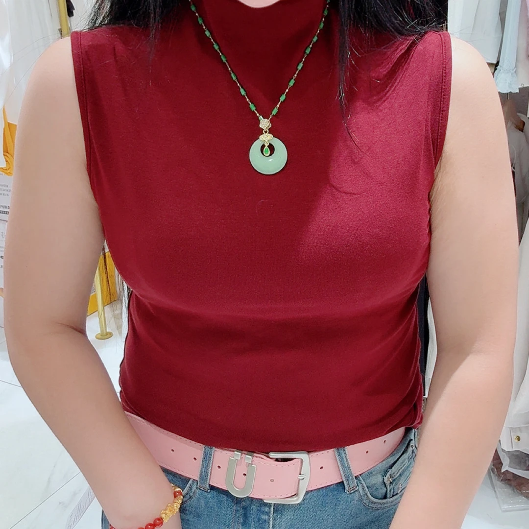 半高领无袖夏季外穿内搭打底衫慵懒风格