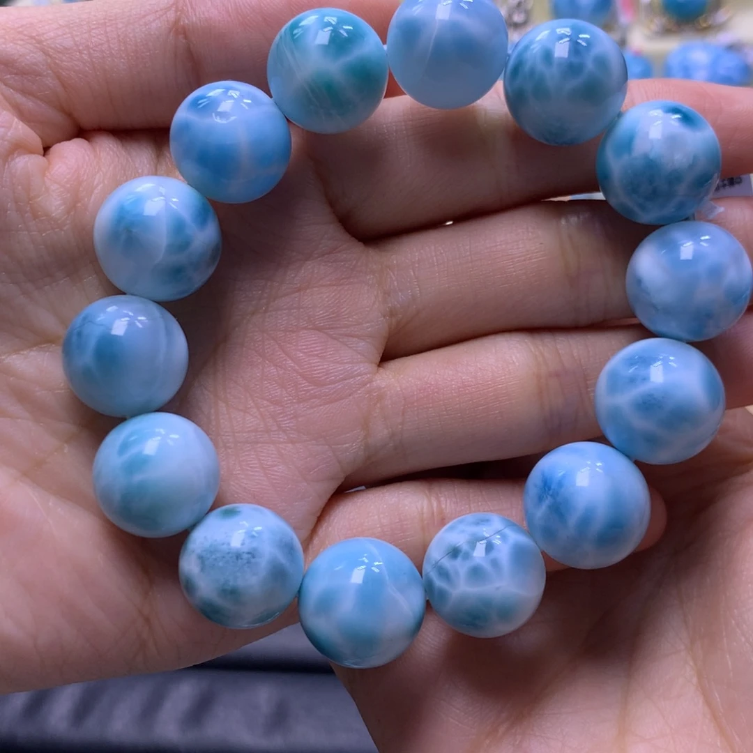 针钠钙石（海纹石）未镶嵌手串15+手串色差略异