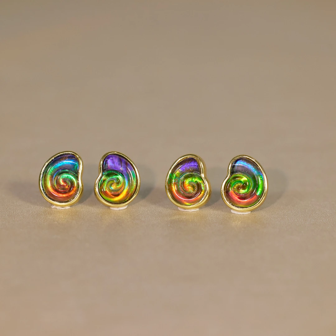 【歪歪】斑彩石螺状耳钉（李居明）（多样性发一)XB-H6986