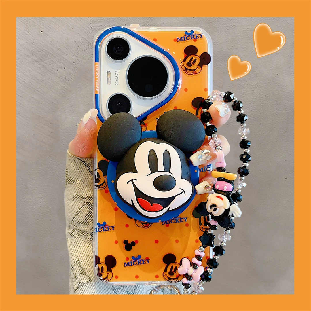 适用华为pura70pro+手机壳pura80pro卡通橙底波点米奇mate70pro
