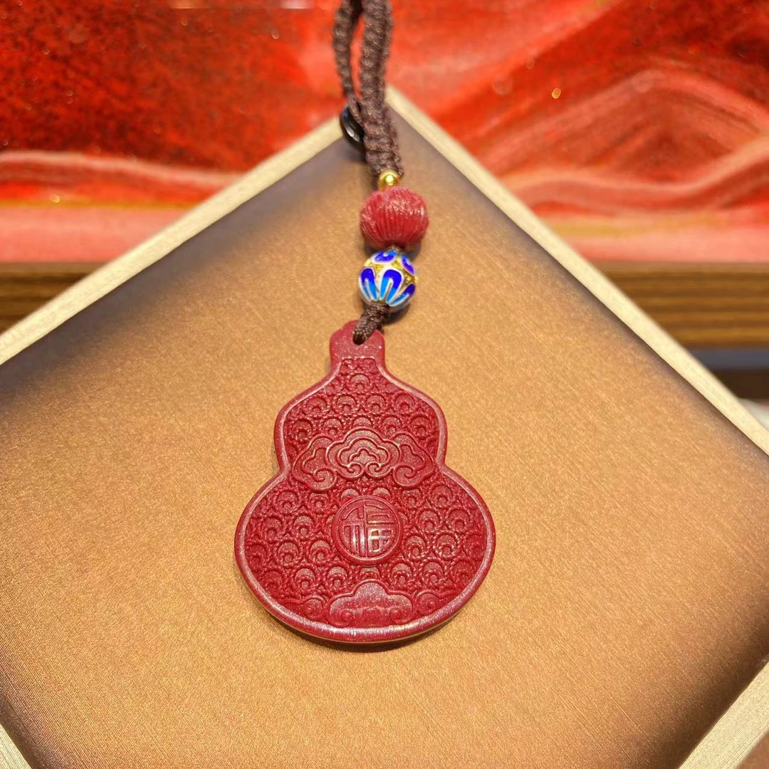 含辰砂工艺品高含量朱砂紫金砂设计款福禄双全爆款葫芦钥匙扣