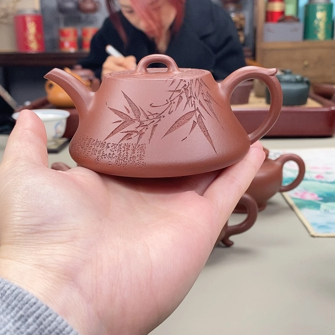 紫砂茶壶黄龙源底槽清半手回想170cc