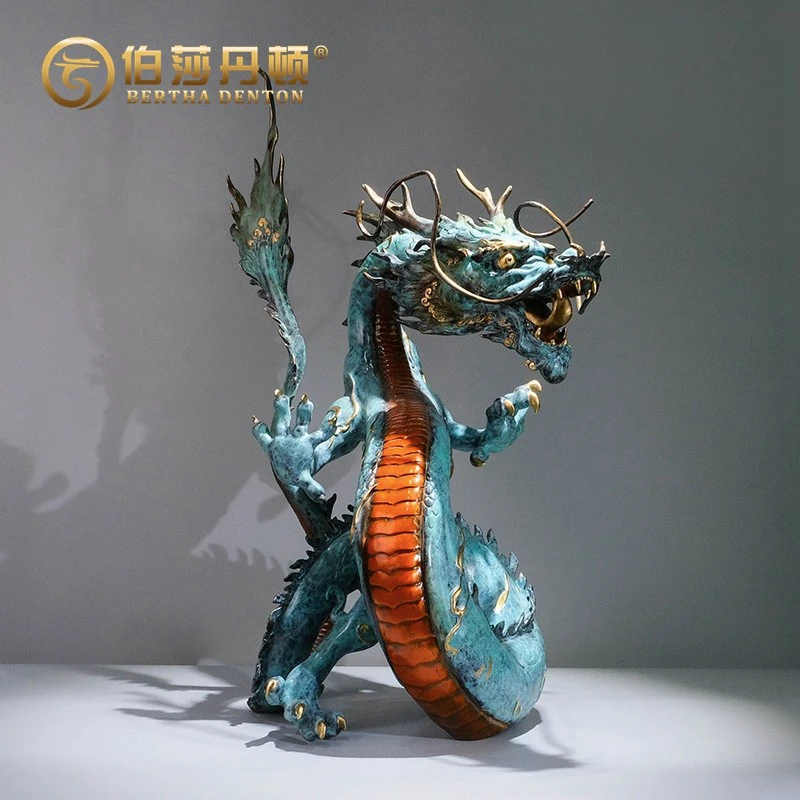 伯莎丹顿铜龙摆件招财生肖工艺品开业乔迁礼品高端客厅创意摆件