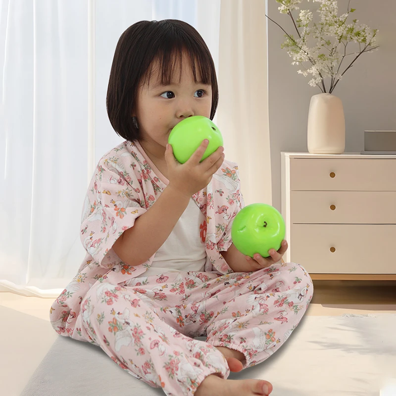 【维爱豆】薄款儿童家居服外出服竹棉纱布夏季休闲女童夏装套装