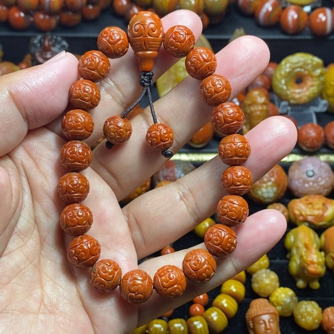 玛瑙/玉髓未镶嵌战国红手持