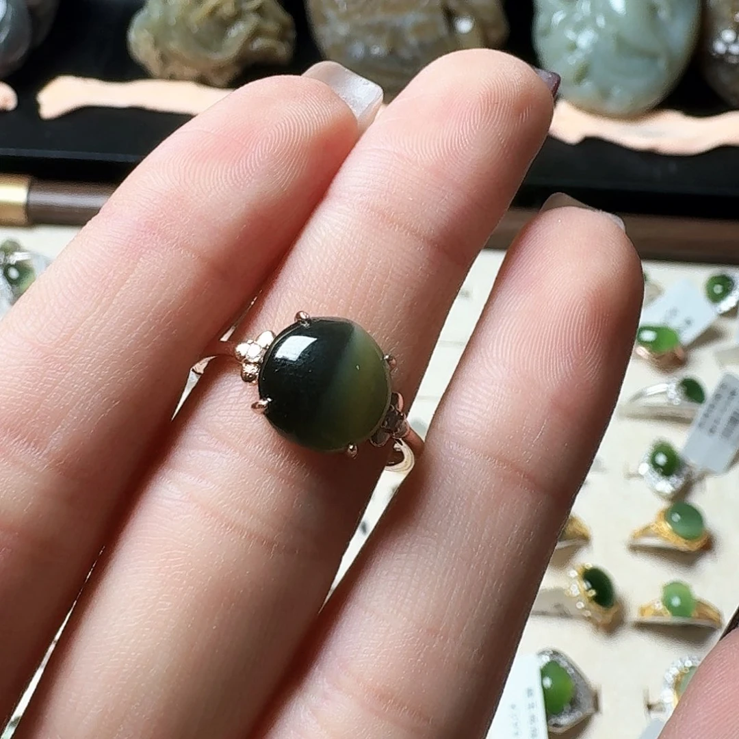 银S925镶嵌戒指和田玉