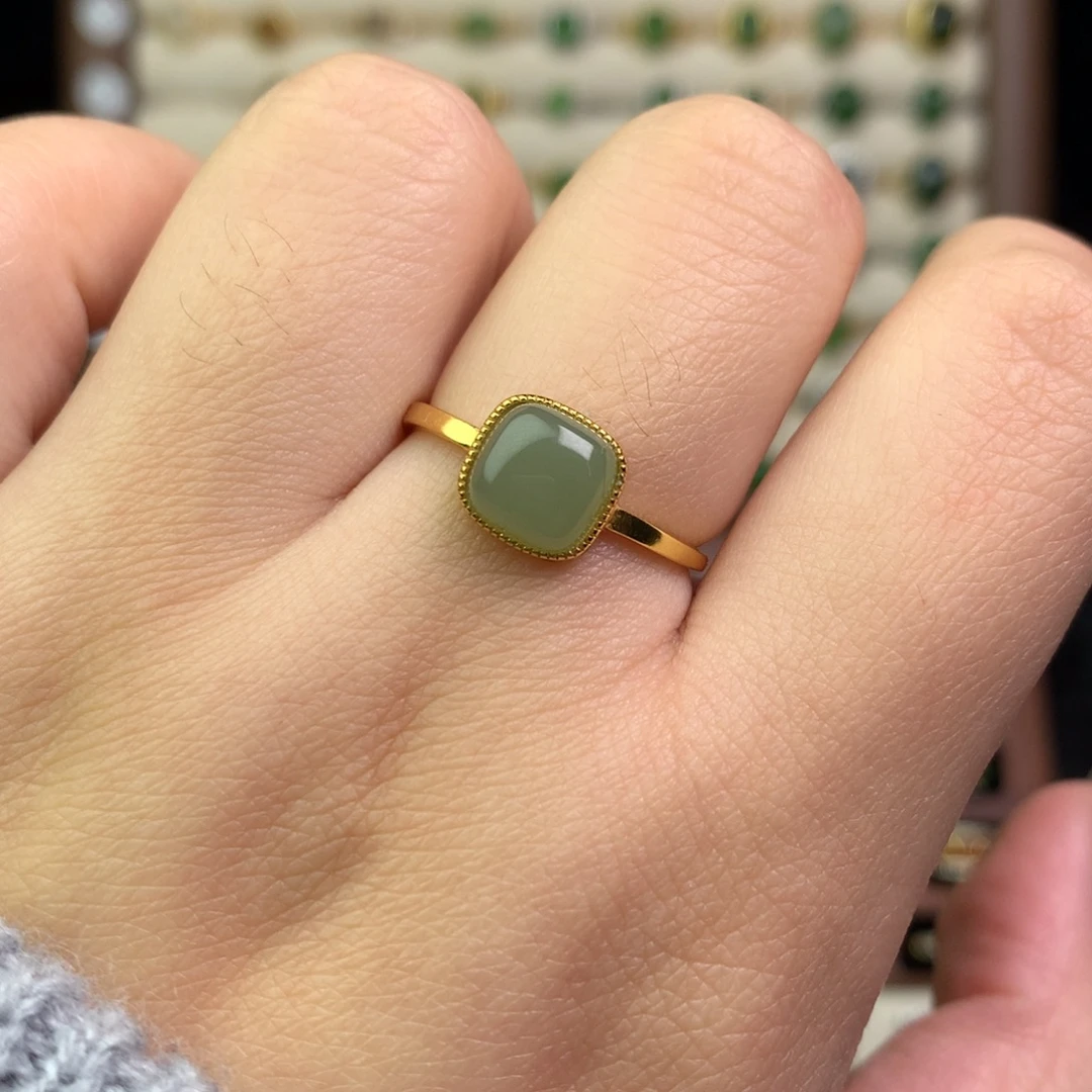 和田玉银S925镶嵌戒指