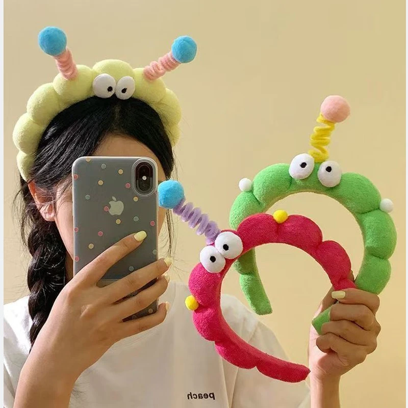 元气少女可爱大眼仔毛绒发箍女搞怪扭扭棒发卡洗脸拍照头箍发饰