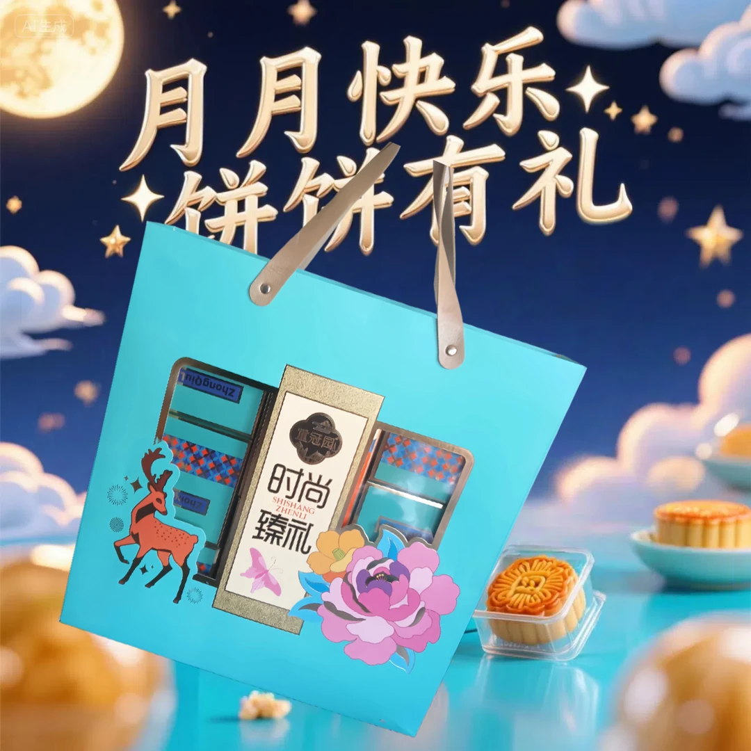 重冠圆时尚臻礼如意月饼礼盒多种口味适合中秋送礼